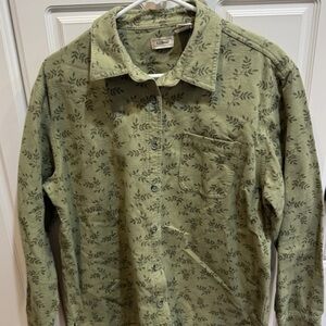 L.L. Bean Olive Leaf Pattern Shirt